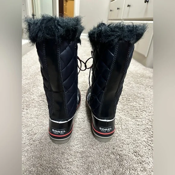 Sorel Tofino Cate Waterproof Quilted Women’s Winter Boots - Black & Coral, Sz 9 - Picture 3 of 7